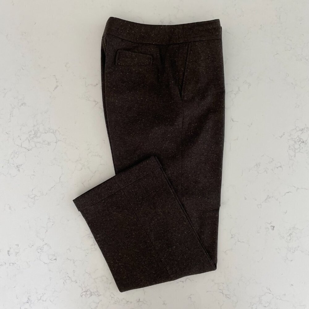Faconnable Tweed Fall/Winter Lined Straight Leg Cuffed Wool Pants Brown Sz 8 - Picture 11 of 11